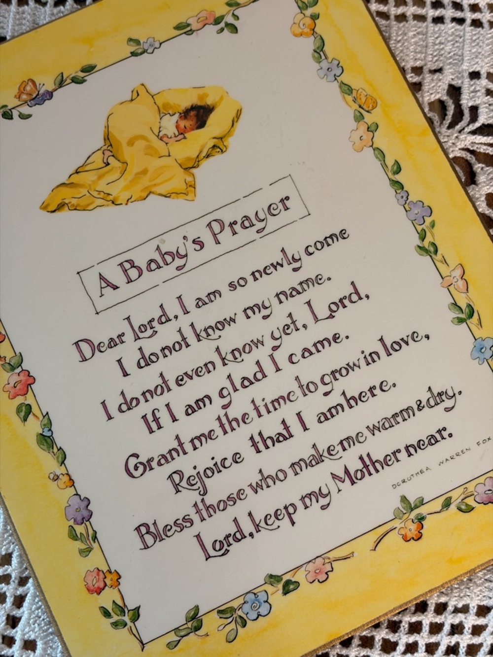 👶✨🌼 Vintage 1970 “A Baby’s Prayer” Wall Plaque 🌼✨👶